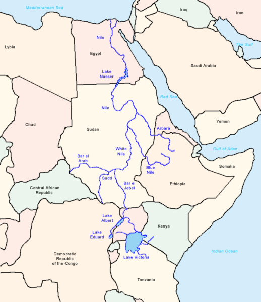 Река Нил на карте
