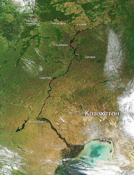 Вид реки Волги со спутника NASA