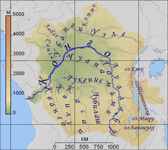 Река Конго на карте