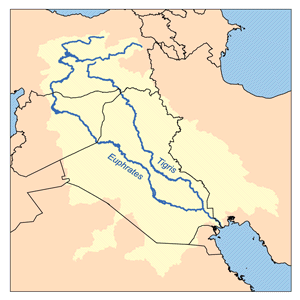 Река Евфрат на карте