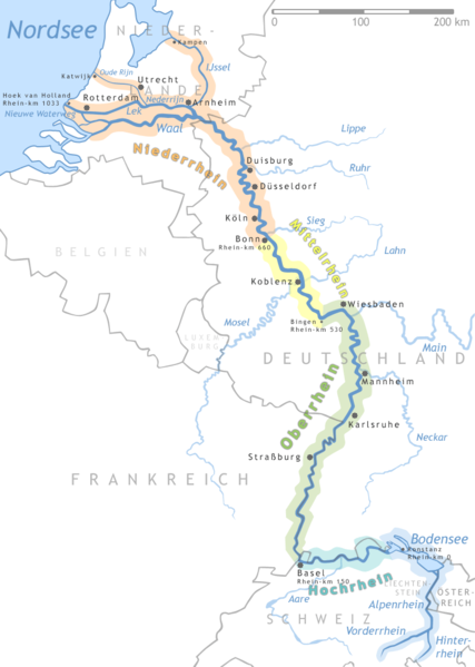 Карта реки Рейна